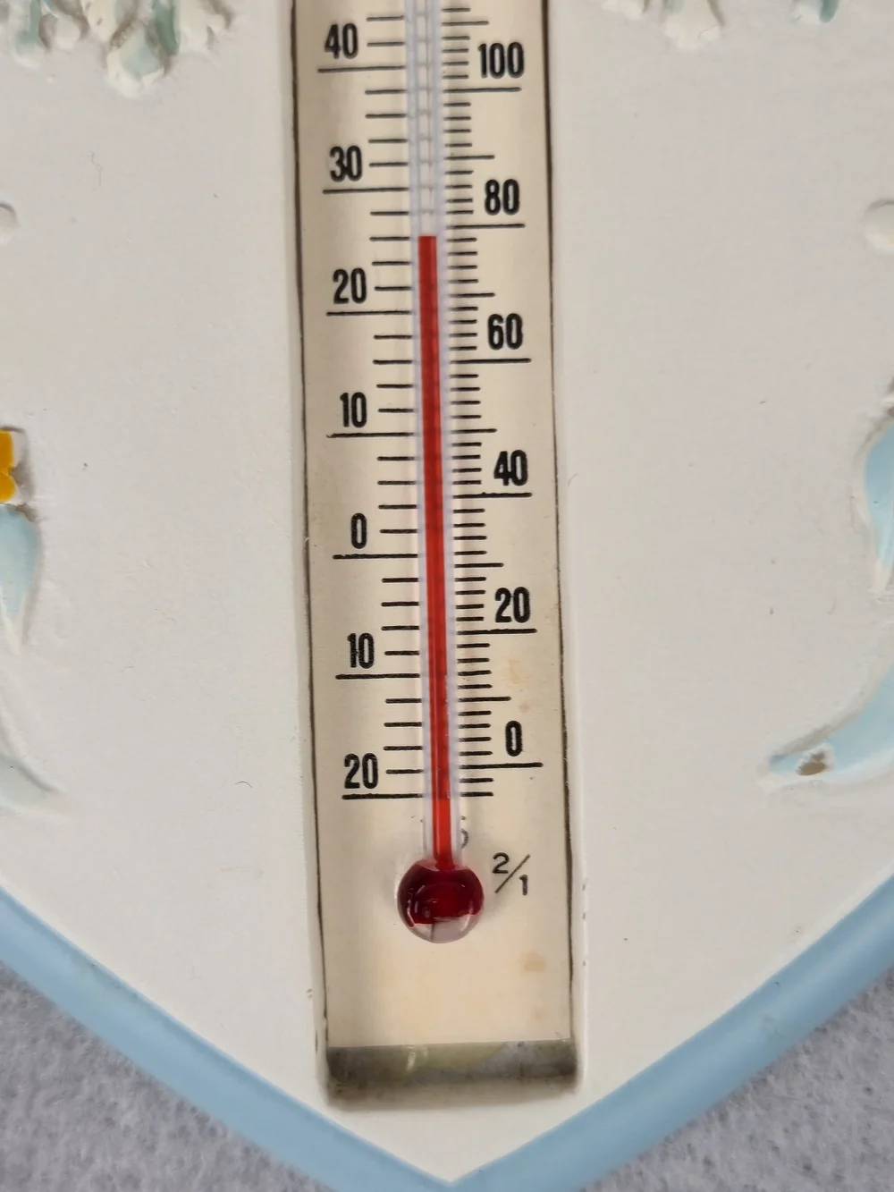 Vintage 1990 Heart-Shaped Floral Wall Thermometer - Cottagecore Decor